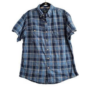 G.H. Bass‎ & Co. Mens XL Blue Plaid Short Sleeve Button Up Shirt